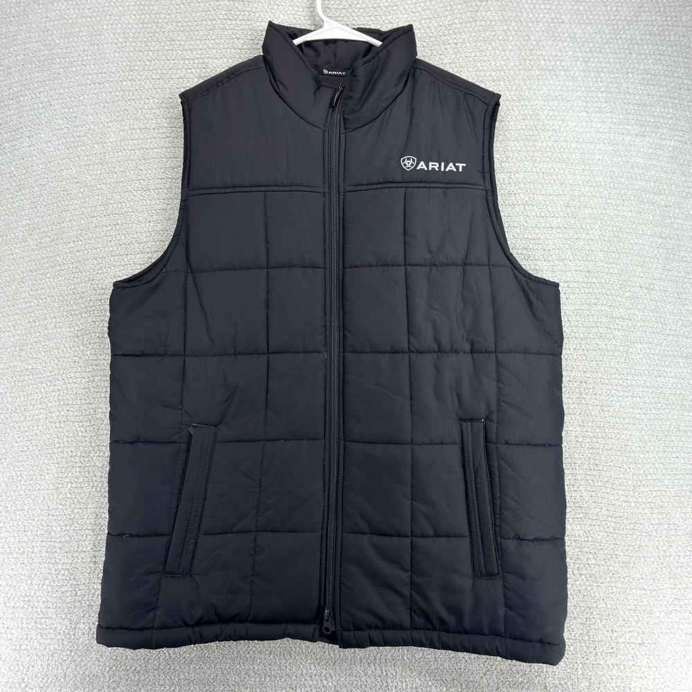 Ariat Crius Insulated Vest Mens Large Black Quilted Fleece Lined Workwear